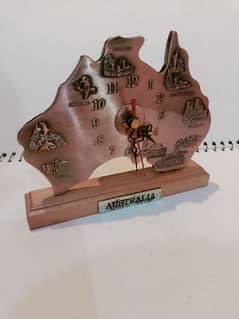 Vintage Metal Australia Clock With geographic wildlife  Copper