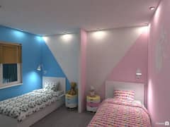 kids Room wardrobe affordable Price, Wooden floor Wall paper