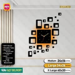 Square box wooden wall clock with light-midium 0