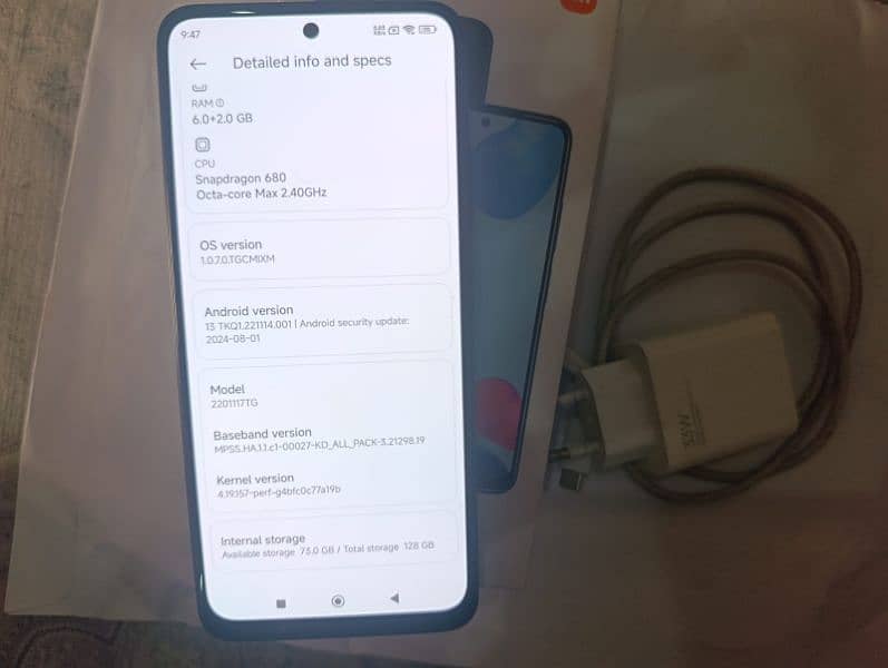 xiaomi redmi note 11 grey color used 6+2/ 128 GB with box & charger 6