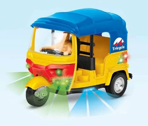 Three Wheels Tricycle Car (Raksha), Play With Music And Colorful Light 0