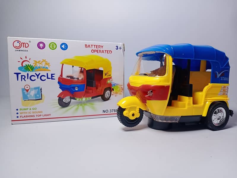 Three Wheels Tricycle Car (Raksha), Play With Music And Colorful Light 1