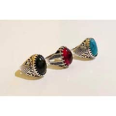 Turkish Design Fashion Stone Ring For Men-Pack of 3