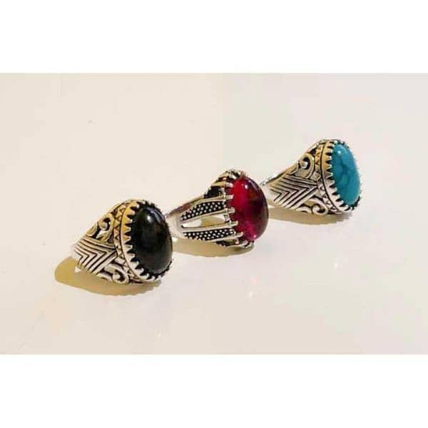 Turkish Design Fashion Stone Ring For Men-Pack of 3 0