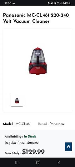 Imported Panasonic Vacuum cleaner for sale