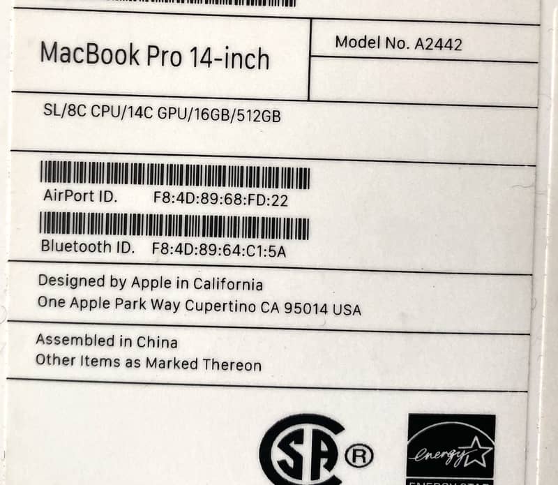 Macbook M1Pro 2021 Ram 16GB, SSD 512 3