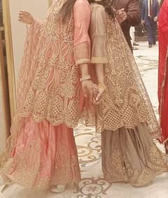 Gharara with pemplum formal dress With jaal duppatta