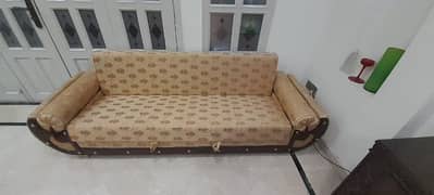 Velvet Brown Sofa set with table and sofa comebed