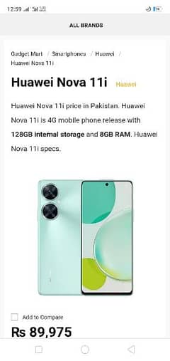 Huawei Nova 11 i, best in pubg, 10/10 condition, pta prove, dual Sim,