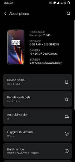 One plus 6t 8/256 gb