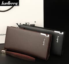 Men's Leather Plain Bifold Long Wallet