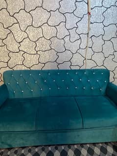 5-Seater Emerald Green Velvet Sofa Set - Great Condition