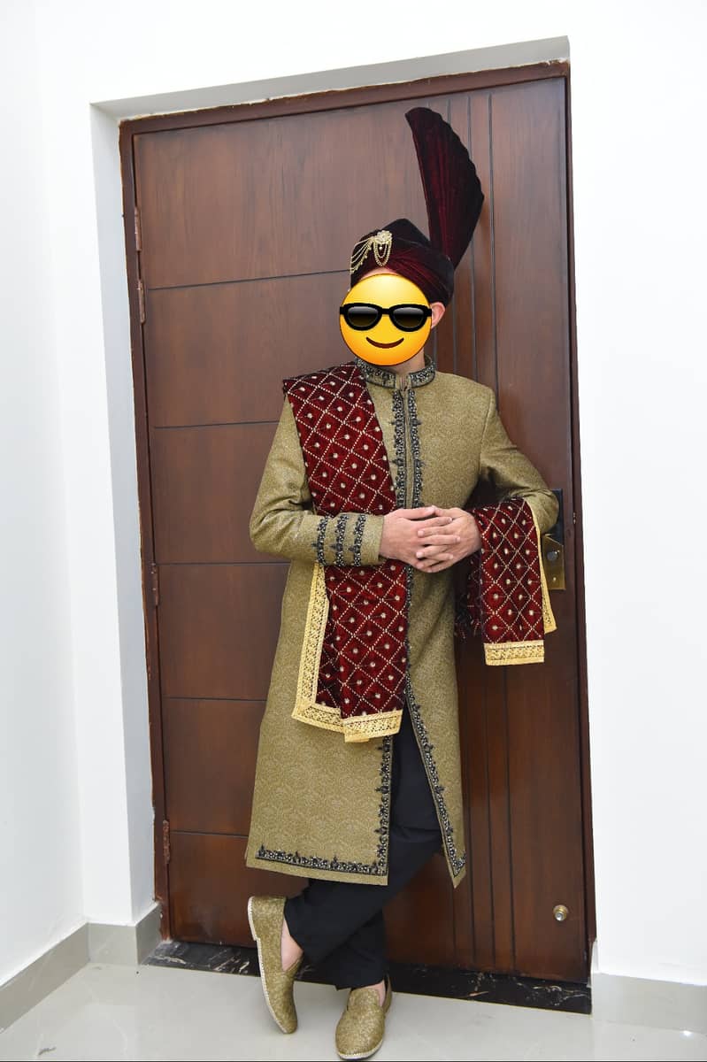 Premium Branded Sherwani with Shoes and Turban 2