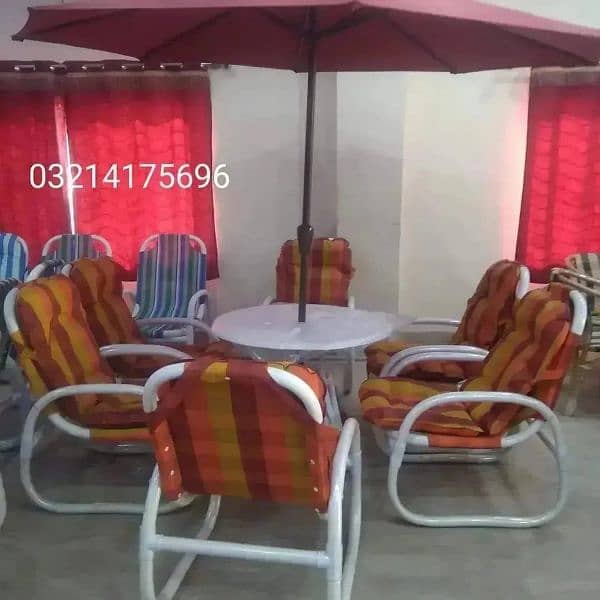 OUTDOOR GARDEN RATTAN UPVC FURNITURE SOFA SET CHAIRS TABLE AND UMBRELA 6