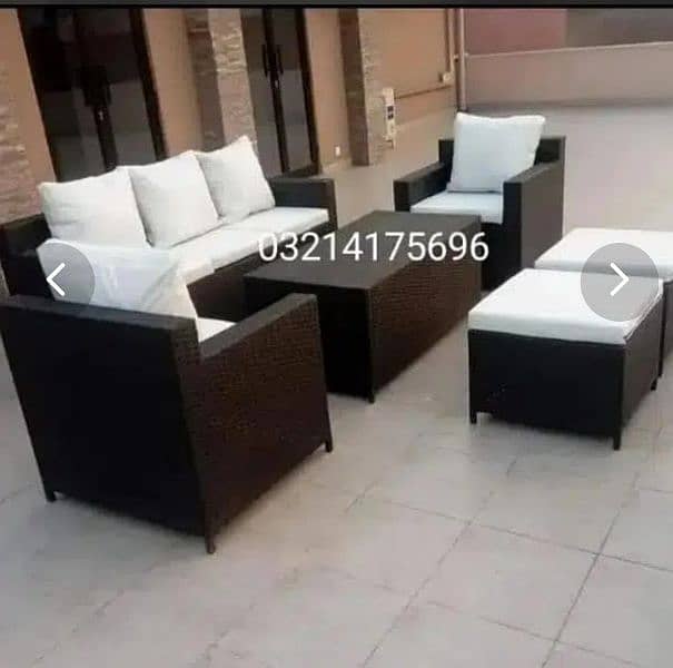 OUTDOOR GARDEN RATTAN UPVC FURNITURE SOFA SET CHAIRS TABLE AND UMBRELA 17