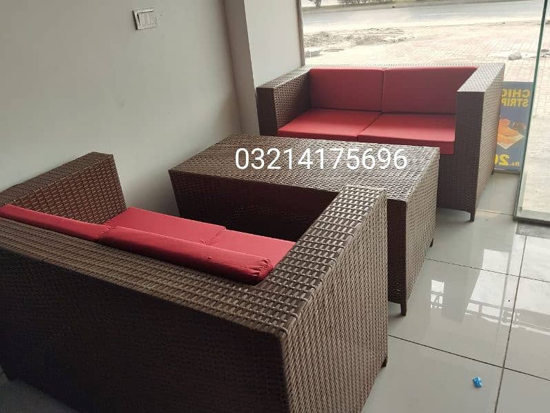 OUTDOOR GARDEN RATTAN UPVC FURNITURE SOFA SET CHAIRS TABLE AND UMBRELA 19