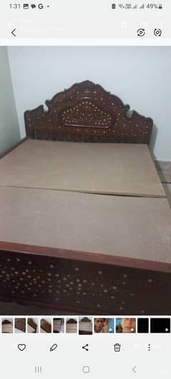 Heavy wooden antique bed