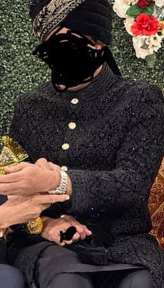 Black sherwani for groom complete set