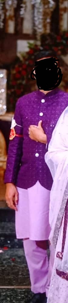 Prince coat with purple kurta pajama for groom