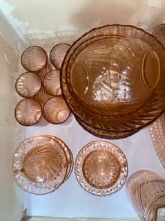 Vintage Arcorac France Pink Swirl Dinner Set