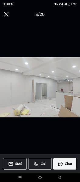 Room interior,wallpaper,wooden Work,glass partition, gypsum board,ceme 13