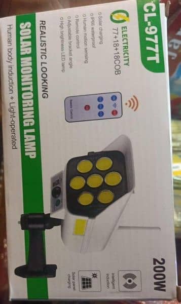 SOLAR RECHARGEABLE LIGHT REMOTE CONTROL WITH MOTION SENSOR CCTV DESIGN 4