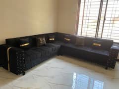 L shape 8 seater sofa black colour