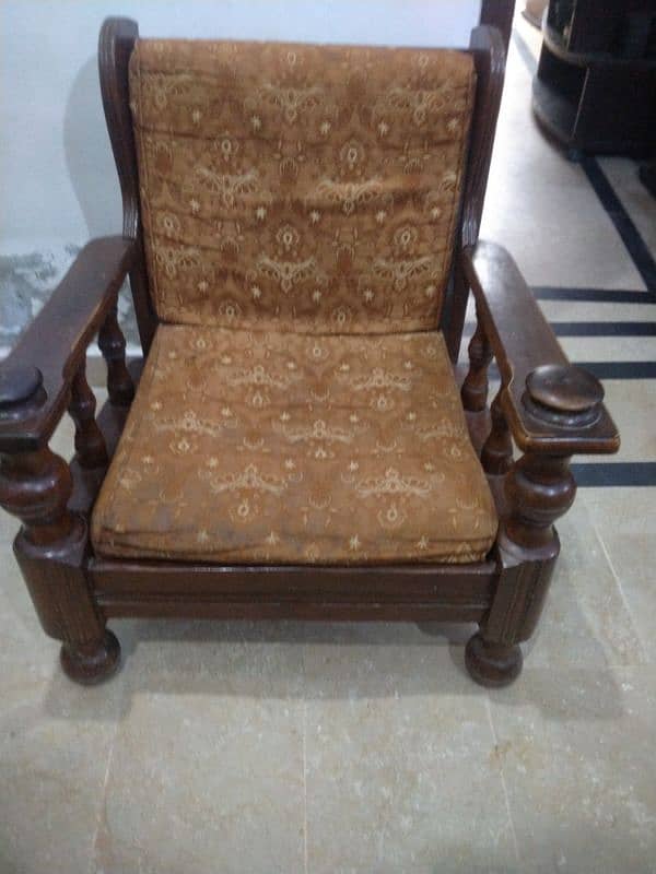 One Big 3 Seater and Two 1 Seater Sofa Set ( Wooden ) 1