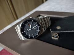 Seiko 5 Automatic Japan 21 jewel Black and gray sunburst Railway dial