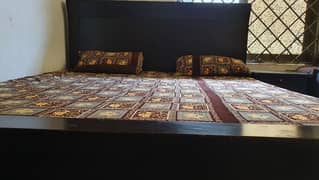 Chocolate Brown King Size Wooden Bed with mattress