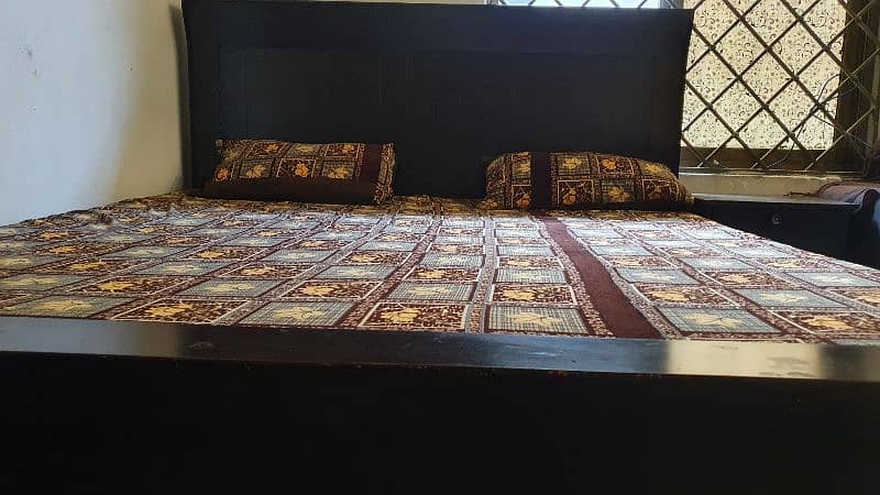 Chocolate Brown King Size Wooden Bed with mattress 0