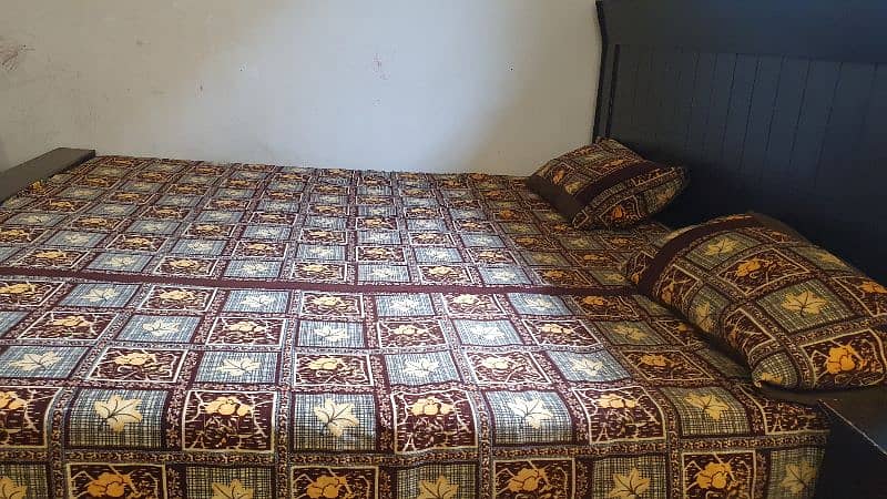 Chocolate Brown King Size Wooden Bed with mattress 1