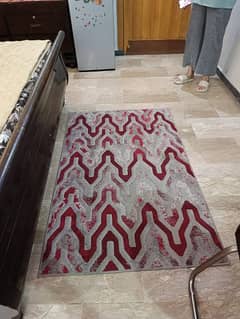 Grey and maroon striped Rug