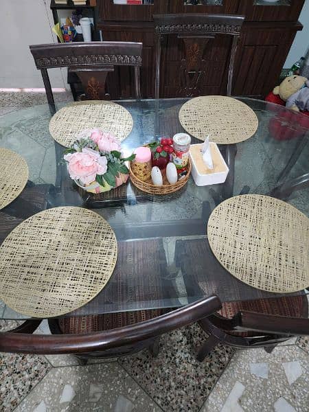 6 person Sheesham and glass dining table 1