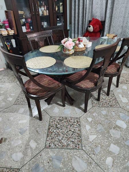 6 person Sheesham and glass dining table 2