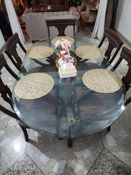 6 person Sheesham and glass dining table 3