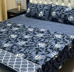 3pcs crystal cotton print double bed sheets