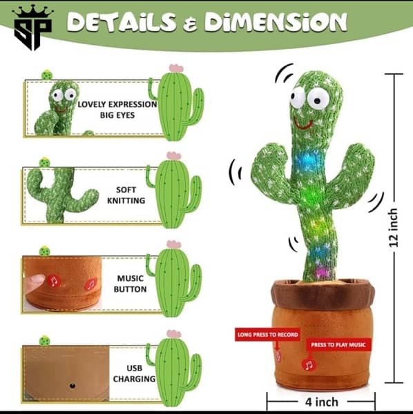 Dancing Cactus Toys for Kids Educational Plush Baby dancing cactus 2