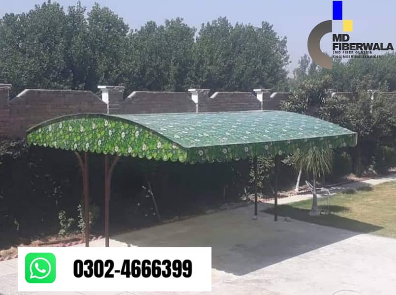 Fiber doors fiber Glass Sheet with Iron structure / car parking sheds 0