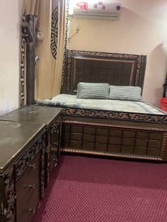 king size bed with mattress and side tables