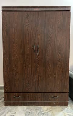 Double door wardrobe with compartments and drawer