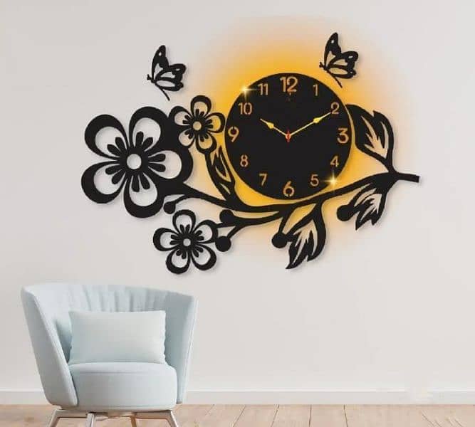 Wall clock With light • (Flower design)• 1