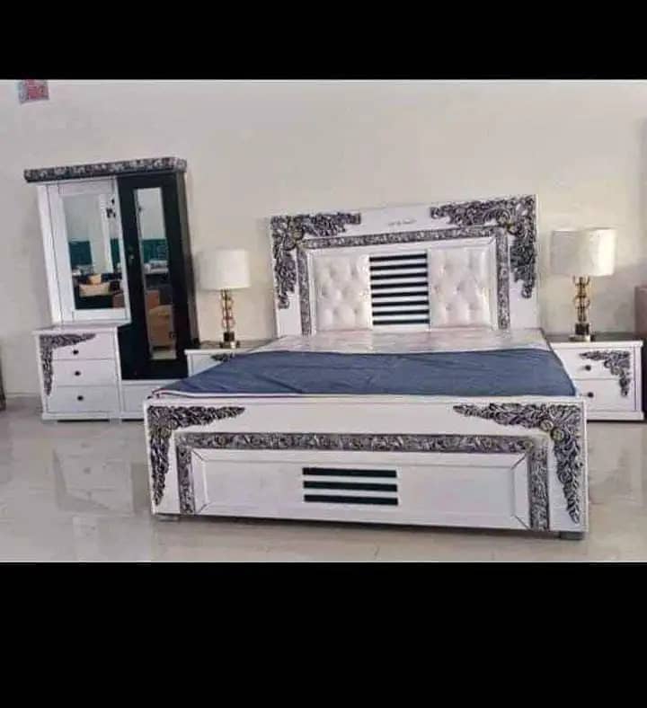 bed / wooden bed / Furniture / Poshish bed / bed dressing side table 3