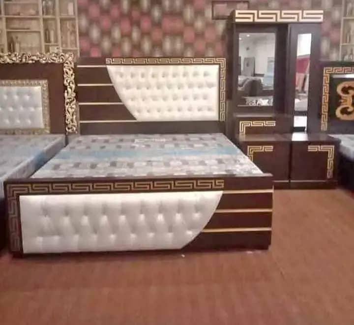 bed / wooden bed / Furniture / Poshish bed / bed dressing side table 4