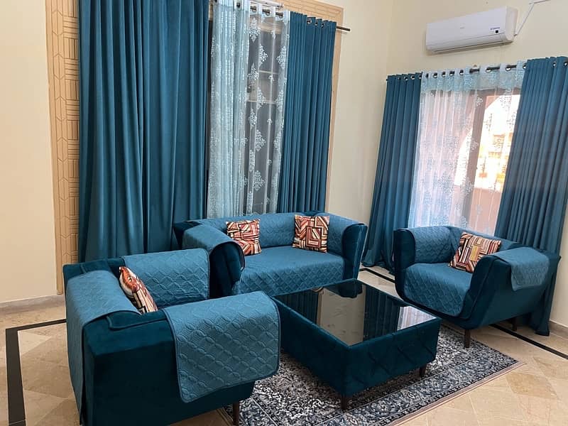 7 seaters Sofa, Table with 8 matching Curtains for Sale 1