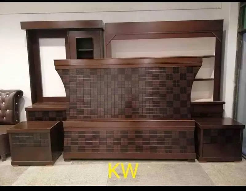 bed / king size double bed / wooden bed / bed dressing side table 10