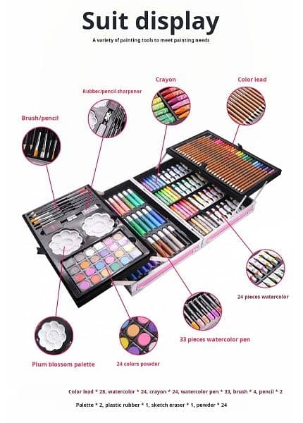 145 pcs Art Set Colour kit suitcase 6