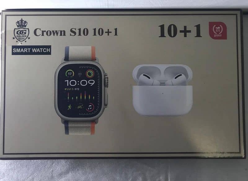 Crown S10 plus 10 ultra smart watch with 7 straps or airpods 0