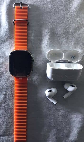 Crown S10 plus 10 ultra smart watch with 7 straps or airpods 2