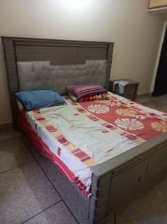 wooden heavy weight King size bed + dressing + almari.